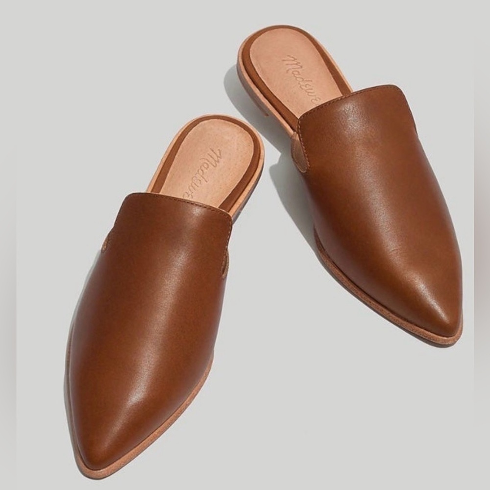 Madewell Mule The Gemma Mules Slip On Leather Shoes Flats Size 7 Tan Cognac